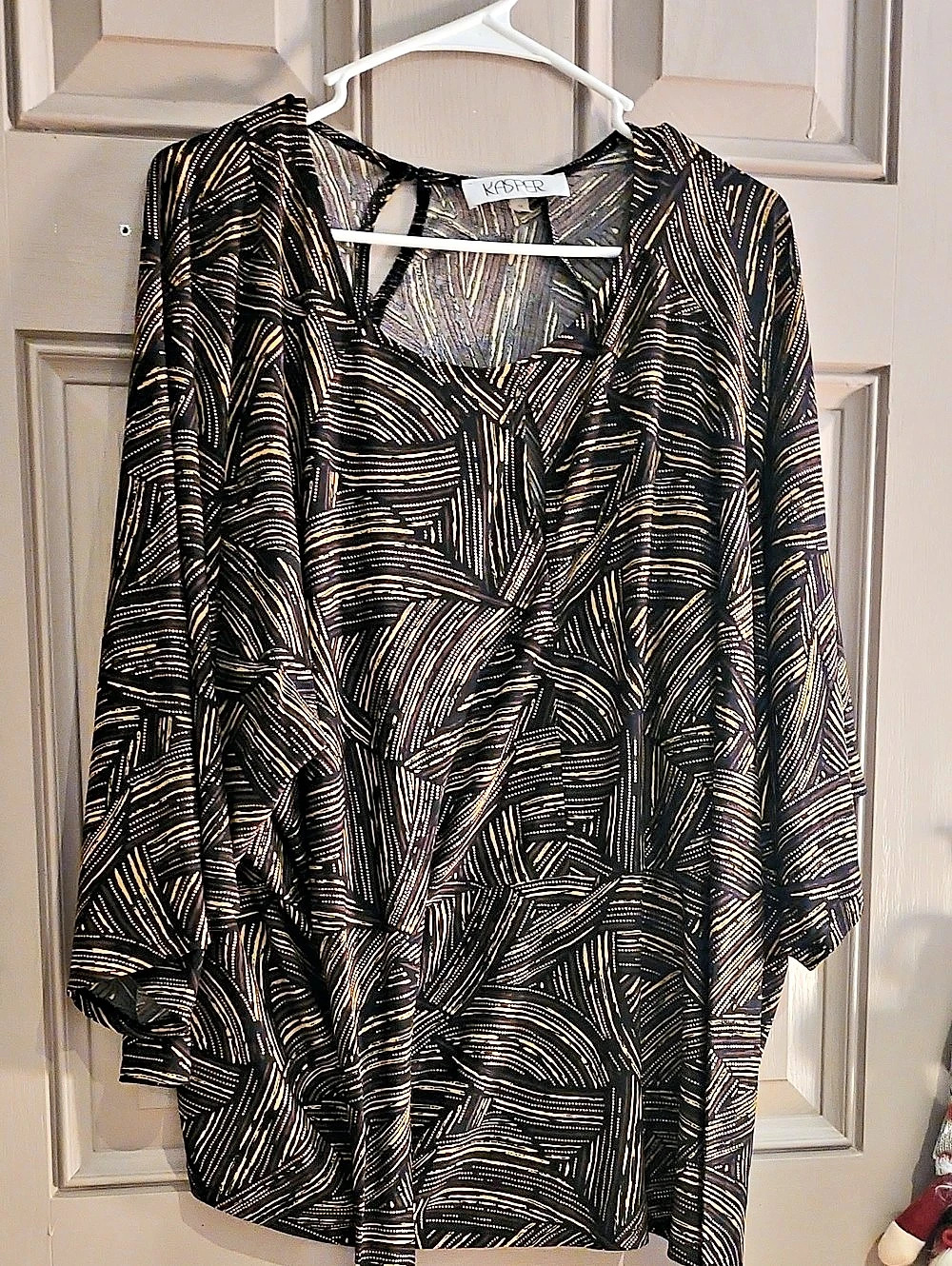Abstract Print Tunic in Black & Gold Like New